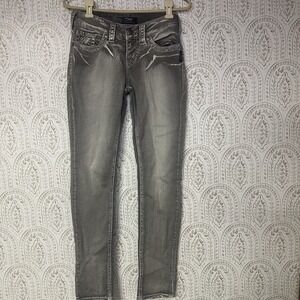 Womens‎ Silver Jeans Suki Flap Skinny W25/L31 Grey Wash Bling Embellishment